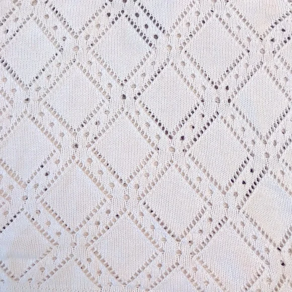 Lucky Brand Crochet Hoodie Cropped Sweater Women Medium Cream Pointelle Pullover - Picture 9 of 13